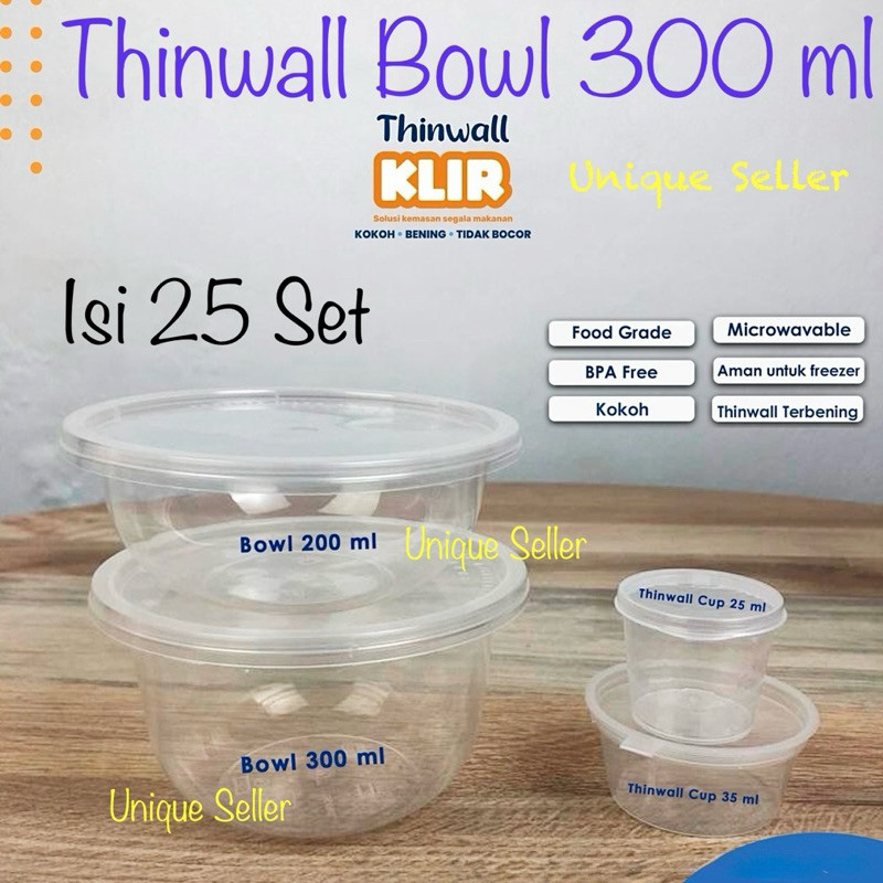 [Isi25] Thinwall Bowl 300 ml 300ml KLIR / Mangkok Plastik 300 ml 300ml KLIR / Thinwall Mangkok 300ml