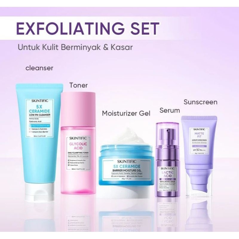 SKINTIFIC EXFOLIATING SET SKINCARE BUNDLING 5IN1