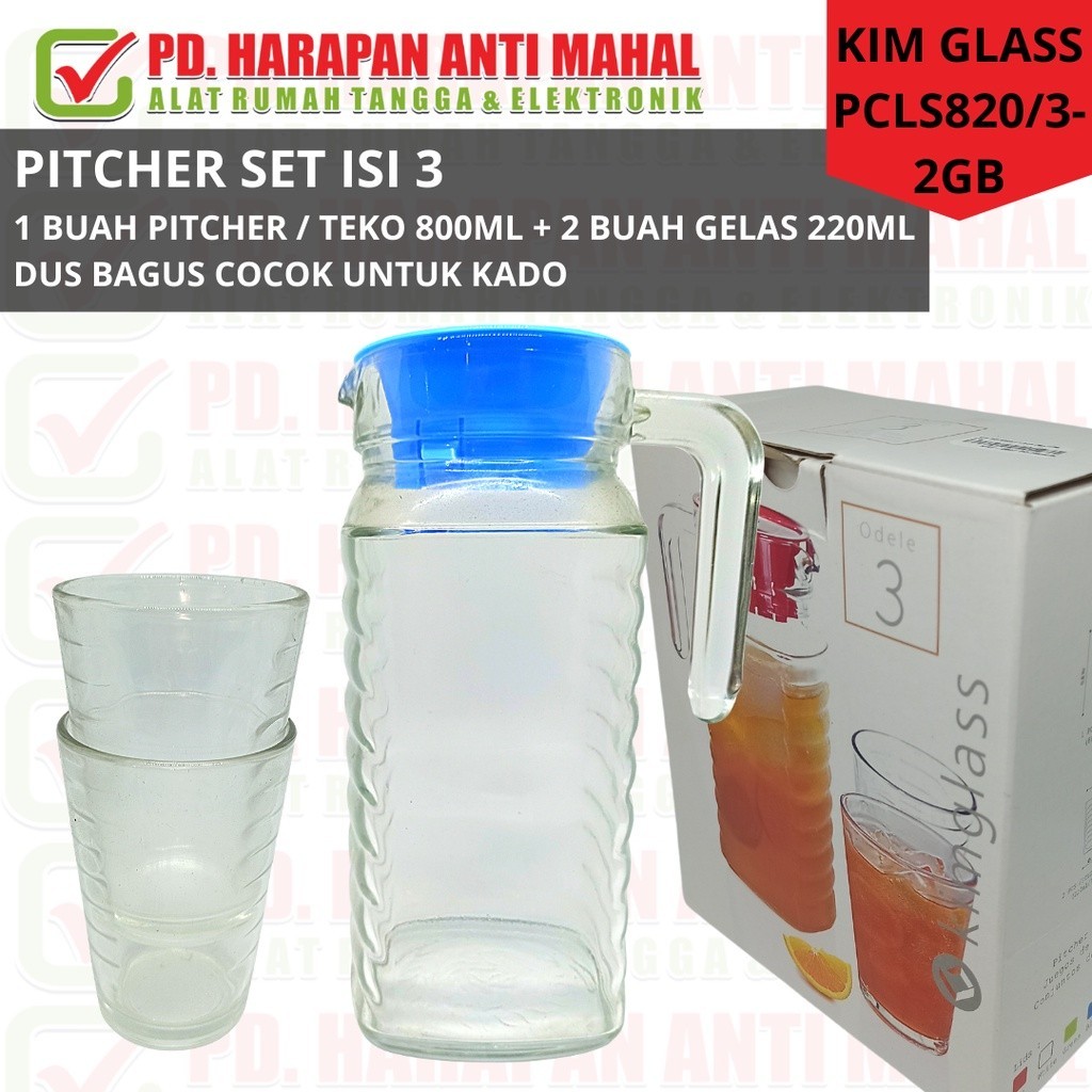 Pitcher Teko Set Drink Set Isi 3 KIm Glass / Drink Set Kim Glass Isi 3 / Gelas Set Kim Glass Isi 3 /