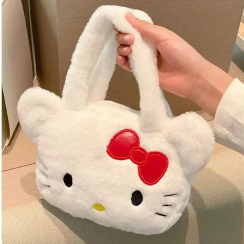 

Hello Kitty Plush Shoulder Bag Kawaii Anime Pikachu Strawberry Bear Handbag Cute Cartoon Soft Crossbody Bag Girls Birthday Gifts