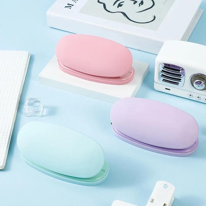 

Cute Paper Cutter Macaron Portable Round Hole Puncher 6cm 2 Holes Paper Punch Kawaii Stationery Office School Binding Supplies