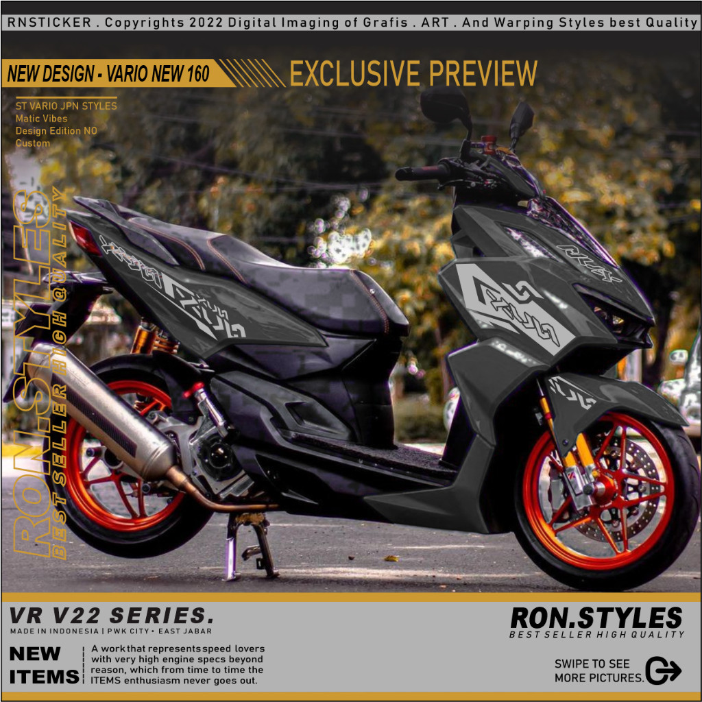 CUTTING STICKER STRIPING VARIASI VARIO NEW 160 STRIPING VARIASI VARIO 160 HITAM STIKER VARIASI VARIO