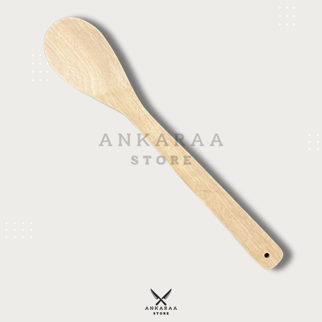 Sodet Spatula Kayu Putih Bulat / Sodet Kayu Spatula Kayu / Sodet Pengaduk Irus / Spatula Bulat