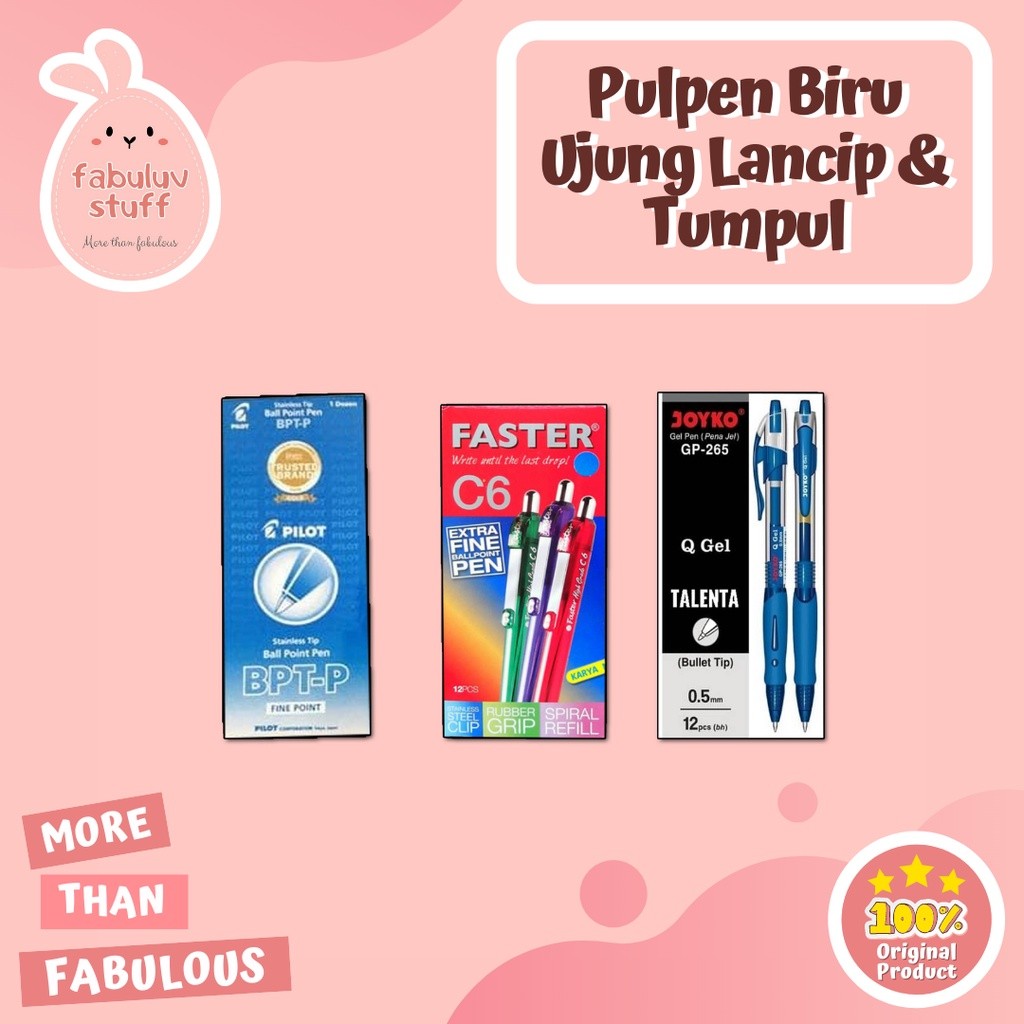 

ATK ~ (SATUAN) Pulpen Biru Gel Lancip & Tumpul