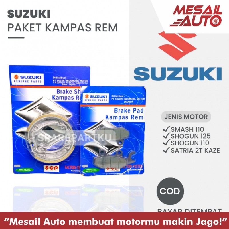 SUZUKI PAKET KAMPAS REM DEPAN BELAKANG SMASH / SHOGUN 110 / SHOGUN 125 / SATRIA 2 T / KAMPAS REM TRO
