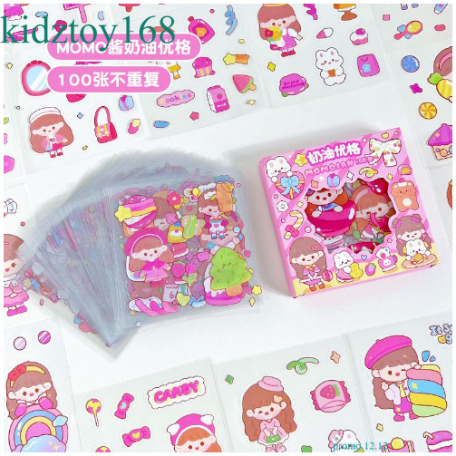 

Stiker Waterproof Sticker Momo Dapat Box Isi 100 Lembar 4 Warna Kartun Korea Terbaru