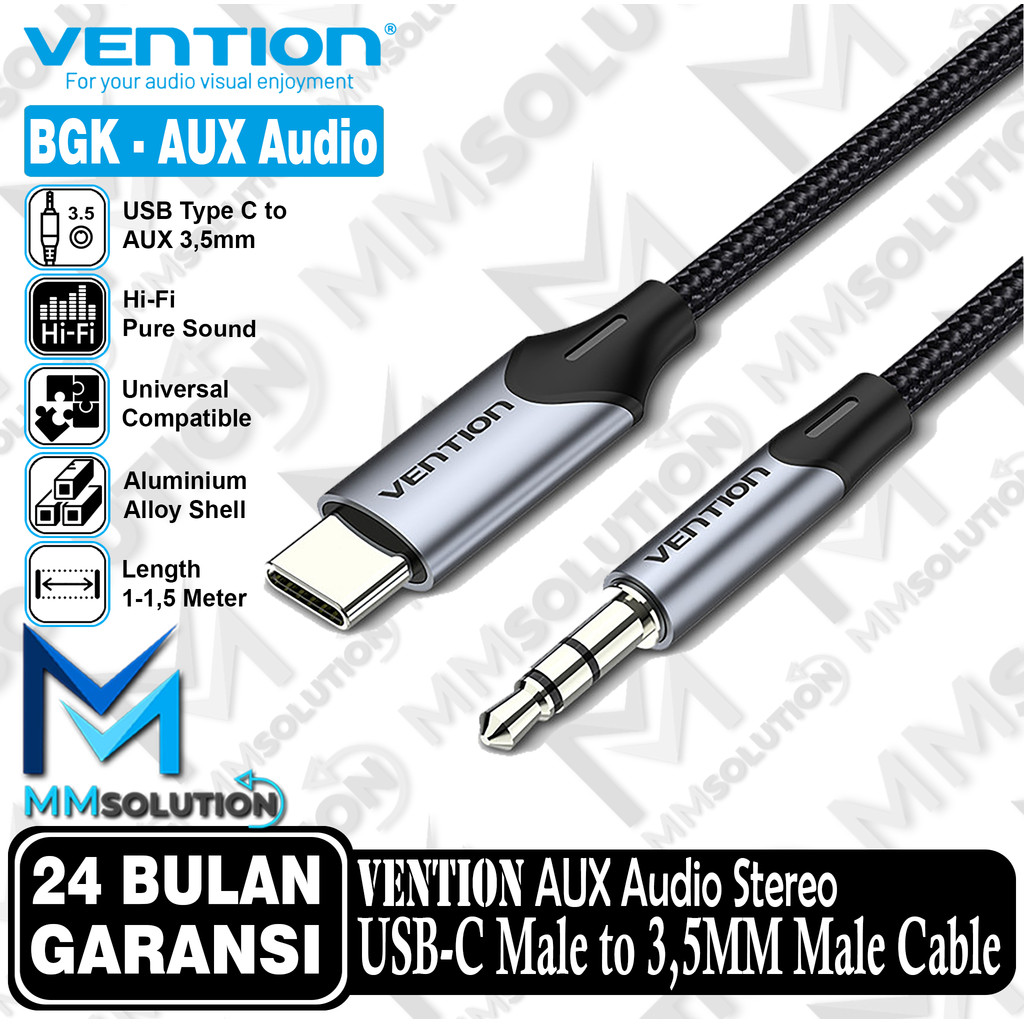 Vention Kabel USB Type C to AUX 3.5mm Jack Audio Adapter - BGK
