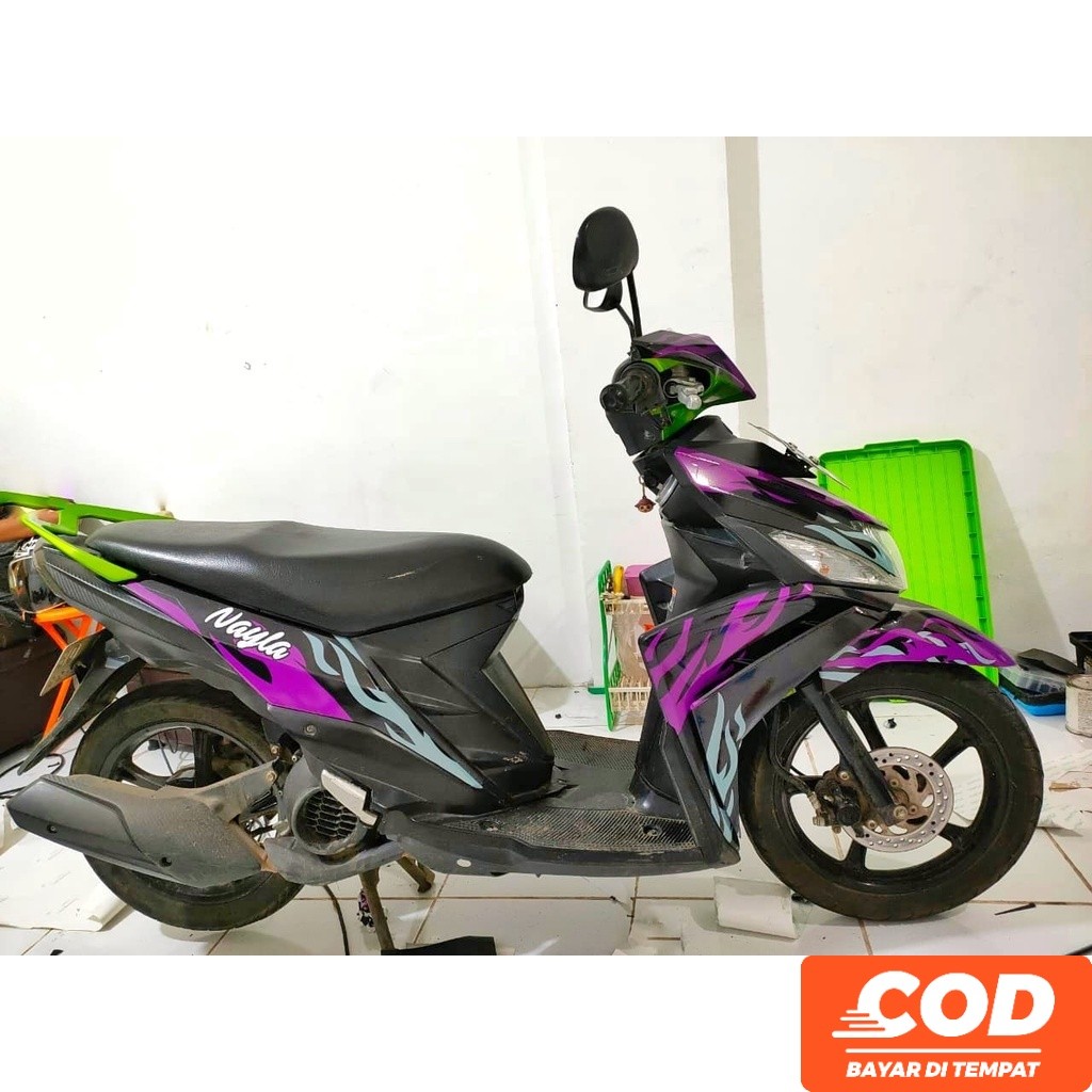 Stiker Striping Decal MIO M3  Seticker MIO M3 Variasi Full Body Motif Garis Ungu Hitam