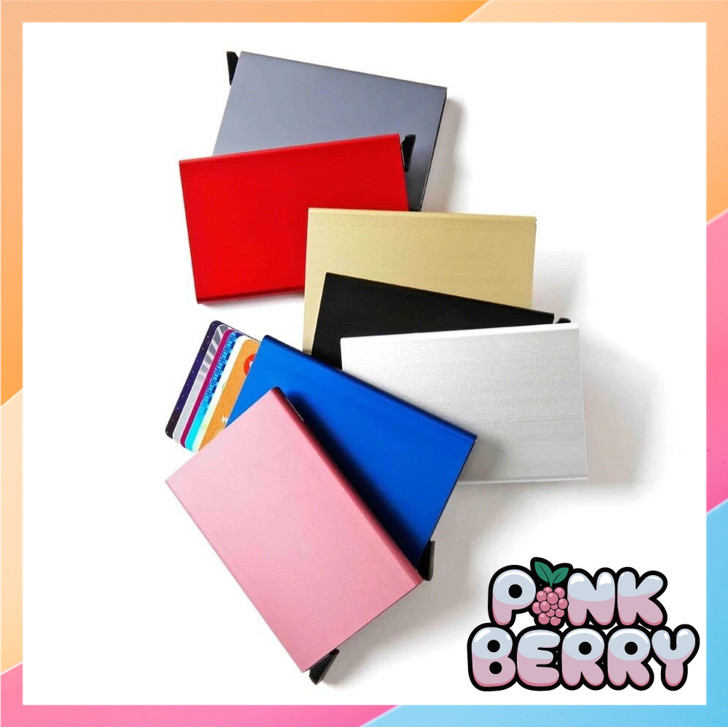 Pink Berry D5550 Card Holder Premium Aluminium / Card Holder Auto Pop up / Dompet Kartu Nama / Dompe