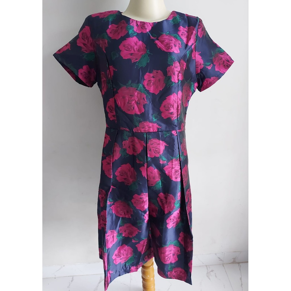 L/XL/-DRESS MINI WANITA - DRESS PESTA/EPR1S3/LENGAN PENDEK/NAVY MOTIF BUNGA-2024