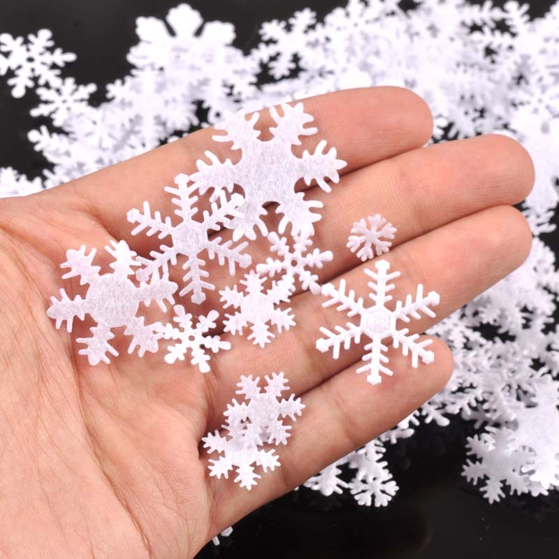 

100Pcs 10-30mm White Felt Snowflake Christmas Sticker Non-woven Patch Appliques Craft Party Diy Scrapbooking Decor C2767