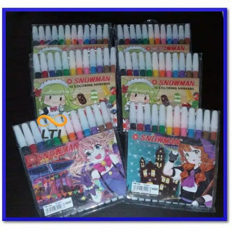 

SNOWMAN 12 coloring markers PW-12A spidol 12 warna