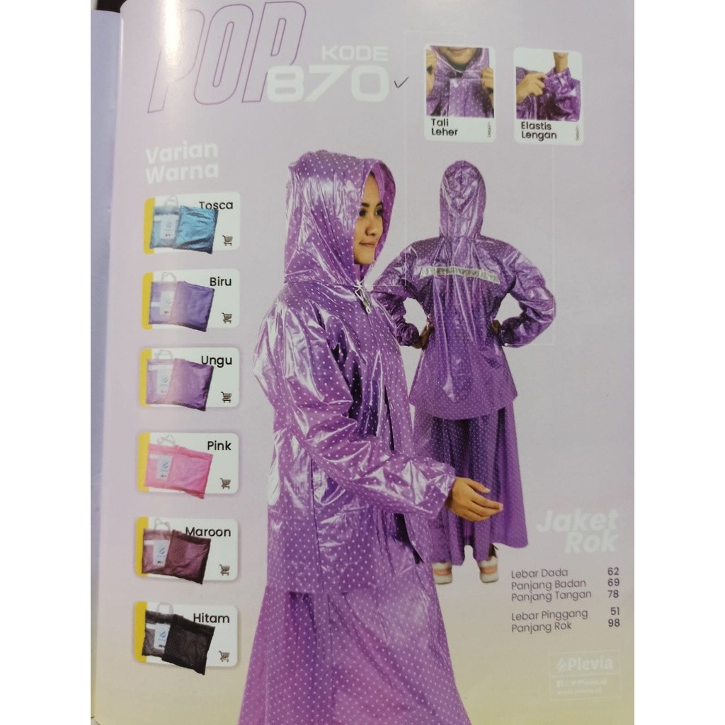Jas Hujan Rok Pop Polkadot Plevia Wanita / Jas Hujan Plevia / Jas Hujan 870 Plevia