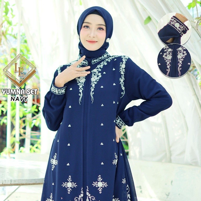 Larfa Exclusive - Gamis Pesta set hijab Yumna Gamis Bordir Kerancang Fashion Muslim Wanita Busana Mu