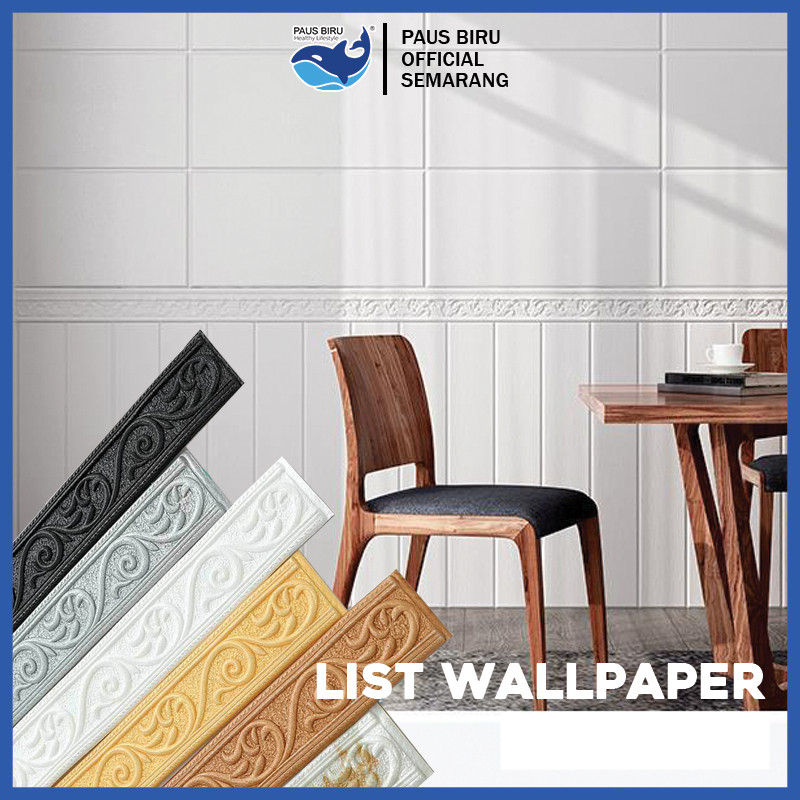 Paus Biru - List Wallpaper Wall Border Lis Wallborder Foam 3D List Dinding 3D Profil Moulding Dindin