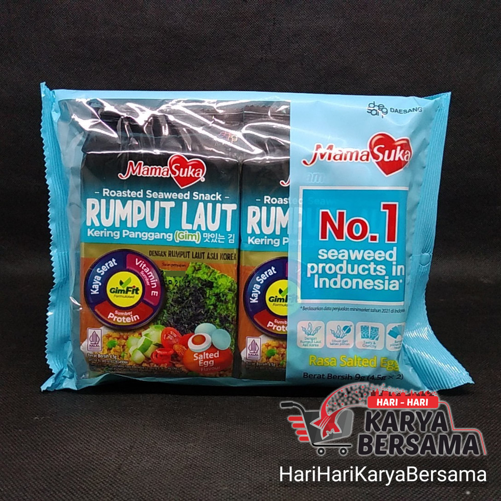 

MAMA SUKA RUMPUT LAUT KERING PANGGANG TELUR ASIN 2'S X 4.5GR