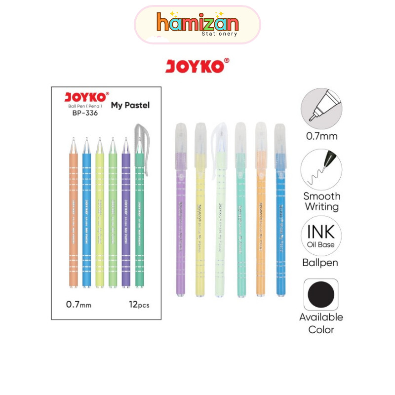 

( 12 pcs ) Ball Pen My Pastel / Pulpen My Pastel / Pena tinta warna hitam Joyko BP-336 isi 12 pcs / Ball Pen Pulpen Pena Joyko BP-336 My Pastel 0.7 mm 1 Box 12 Pcs Murah Berkualits