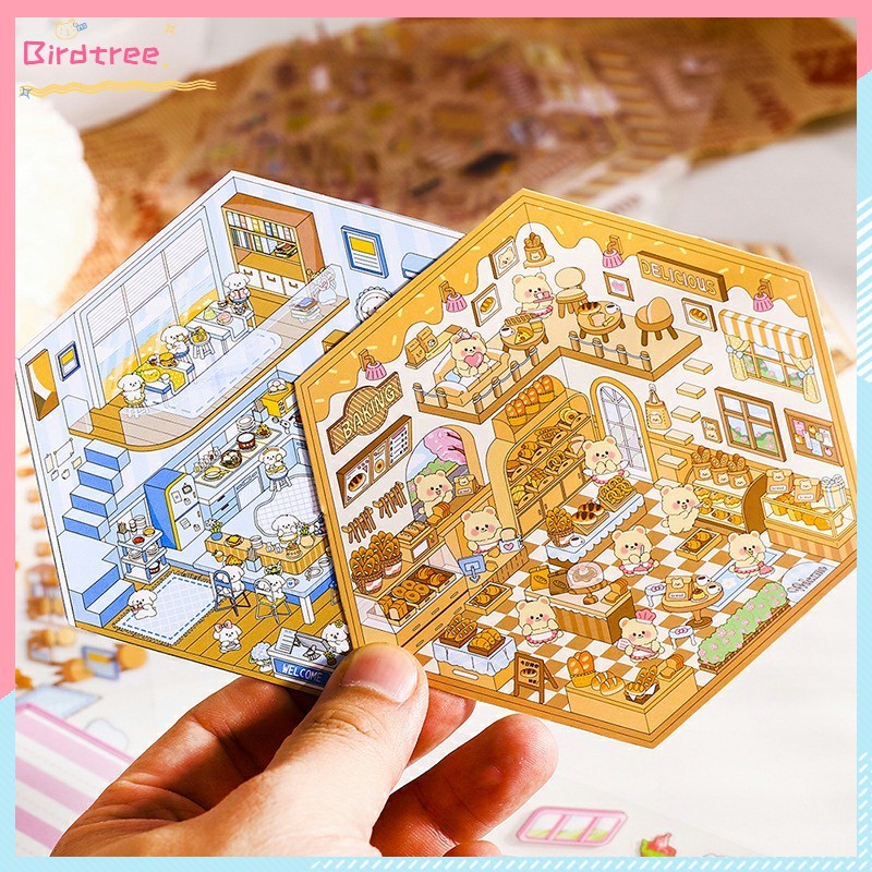 

COD Mainan puzzle untuk gadis Stiker adegan miniatur Stiker lanskap penyimpanan DIY lucu kreatif