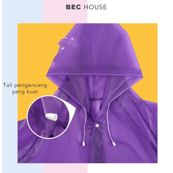 JAS HUJAN EVA TRANSPANT TEBAL DEWASA KOREA PONCHO PRIA WANITA RAINCOAT - Putih