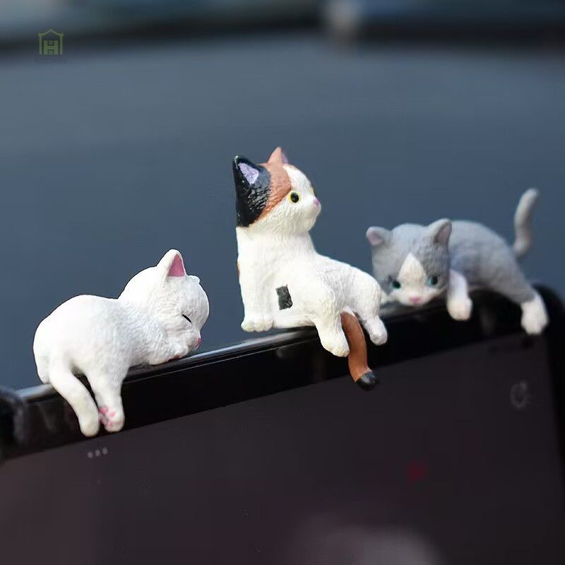 Hiasan Konsol Tengah Mobil Boneka Tidur yang Dapat Dipasang di Mobil Hiasan Desktop Kucing Kecil hot