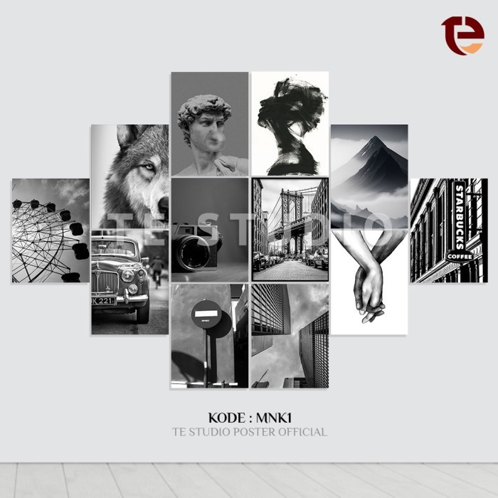 Poster Dinding Monokrom Hitam Putih Vintage Isi 12 Pcs Pajangan Dinding Aesthetic Poster Kamar Aesth
