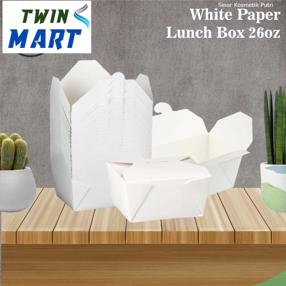 

[10pcs] White Paper Lunch Box / Paper Rice Box / Food Pail Paper Rice Box / Makanan Takeaway / Ukuran 26oz