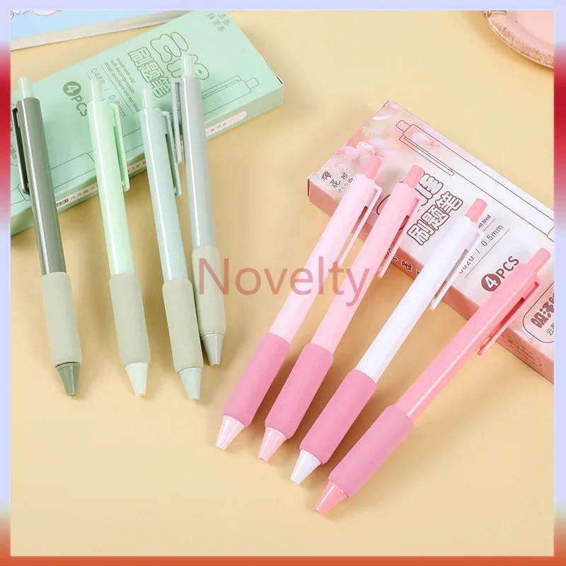 

Novelty 1 Set Pena Gel Mekanik 4 Versi Warna / Pena Gel Mekanik Tinta Hitam 0,5mm