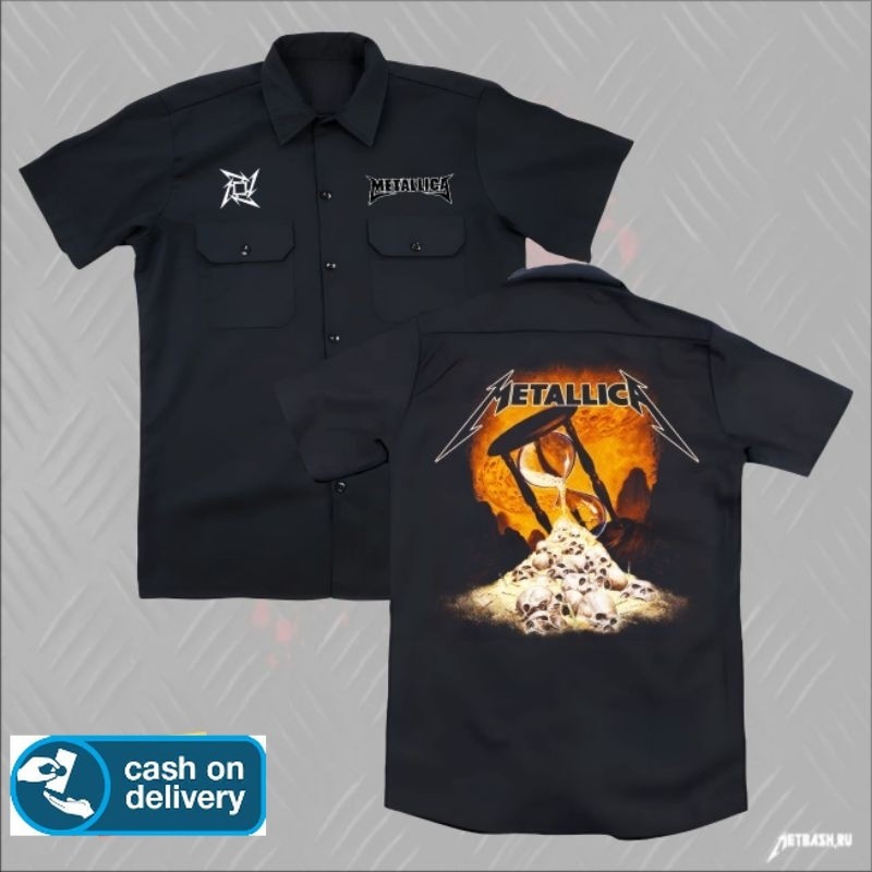 kemeja WORKSHIRT hitam band METALLICA  original distro terbaru | kemeja pendek metal terbaru METALLI