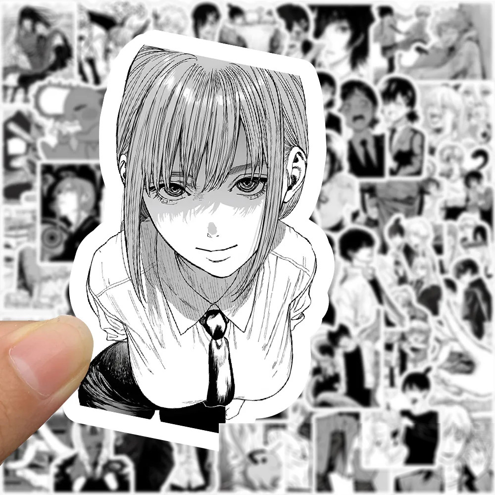 

10/30/50/100pcs Chainsaw Man Anime Stickers Black White Cartoon Decals Cool DIY Skateboard Laptop Phone Classic Kid Sticker Toys