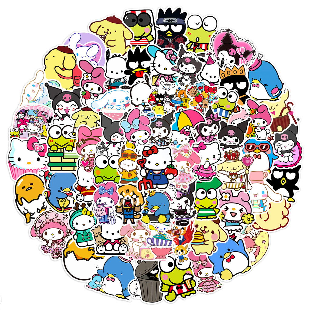 

50/100pcs Kawaii My Melody Kuromi Hello Kitty Stickers for Kids Girls DIY Stationery Diary Cute Cartoon Sanrio Sticker Decals