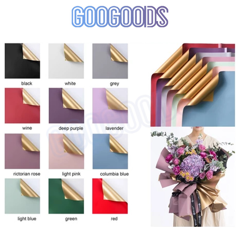 

kertas flower wrapping bi color gold cellophane/Kertas Buket Gold BiColor Cellophane Flower Wrapping