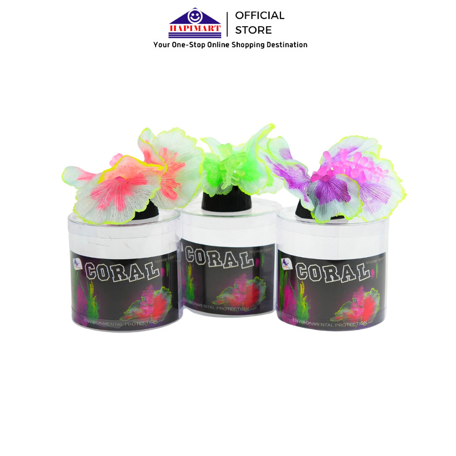 Aquarium Coral Decorations Coral Fake Karang Palsu Karang Silikon Bercahaya Hiasan Tanaman Air Tangk