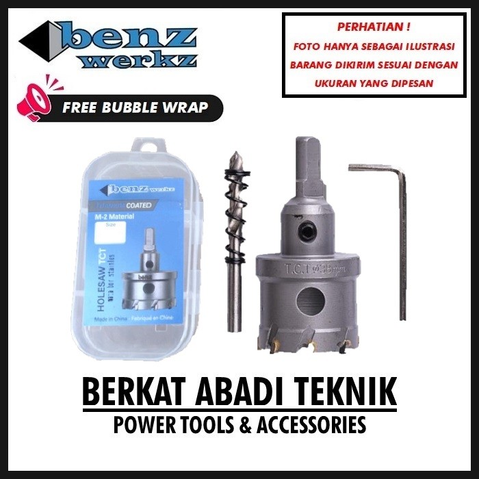 BENZ Hole Saw TCT 60mm Holesaw Cutter Mata Bor Plong Pelubang Besi Baja Pelobang Metal Stainless Alu