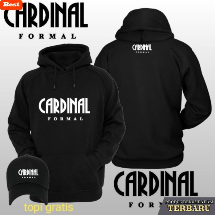 hoodie pria keren Hoodie switer oblong hitam cardinal formal bahan tebal free topi juga SWETER HOODI