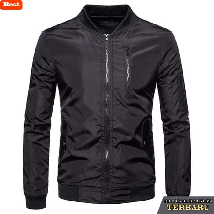 hoodie pria keren jaket pria BOMBER parasut keren - Hitam, XXXL