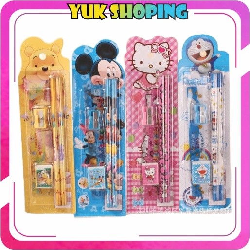 

YUKSHOPING SET ALAT TULIS SEKOLAH 5 in 1 KARAKTER LUCU / MINI STATIONERY S004