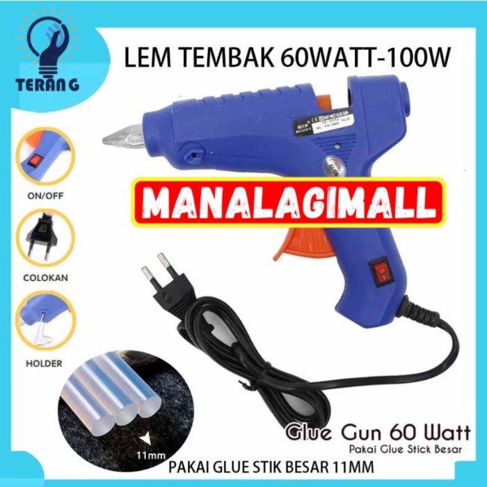 

Lem Tembak BIRU ON/OFF / Hot Melt Glue Gun On Off 60WATT 100WATT 0100 - TEMBAK 60W ON OFF