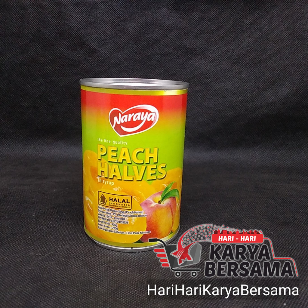 

BUAH KALENG NARAYA PEACH HALVES IN SYRUP SIRUP 425GR