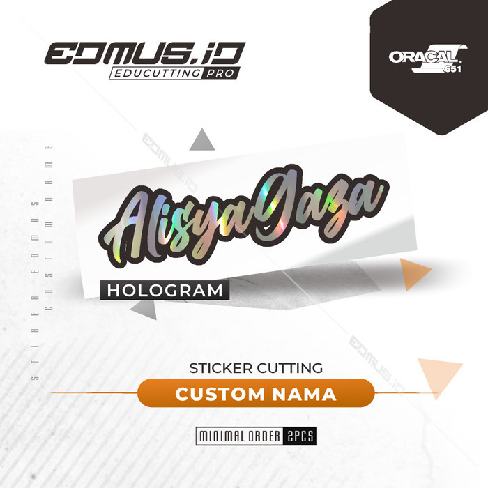 

Sticker Hologram Cutting Custom Nama bahan Oracal Tahan Air