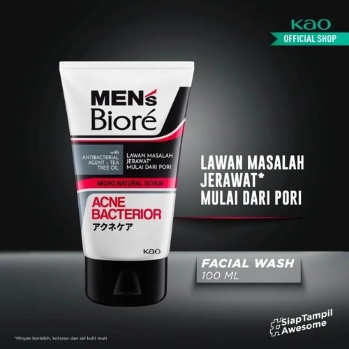 MENS BIORE FACIAL FOAM ACNE BACTERIOR 100g