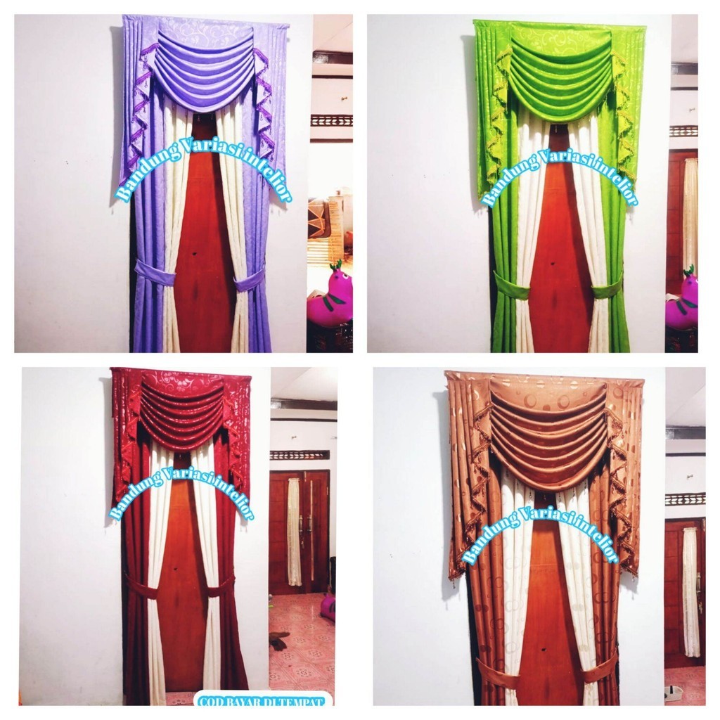 Gorden pintu kamar satu set poni / gorden glombang / gorden mewah/ gorden jendela