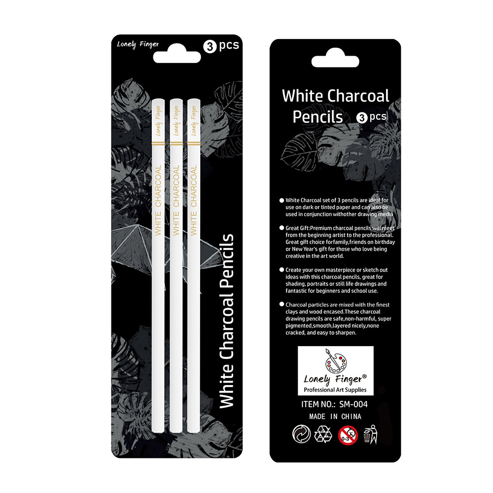

Professional White Charcoal Pencils Set - 3/6 Pieces Sketch Highlight White Pencils for Drawing, Sketching, Shading, Blending