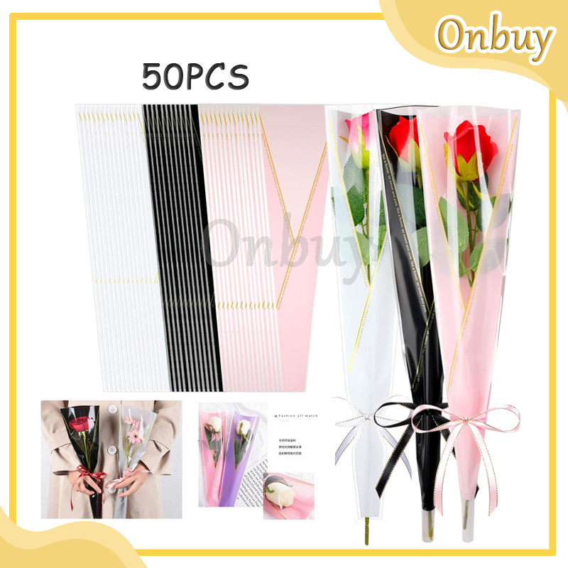 Plastik Untuk Bunga Mawar 1 tangkai Wrapping Plastik Mini Buket Plastik Rose Single