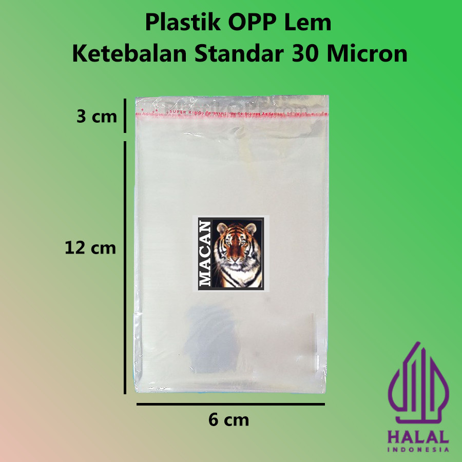 Plastik OPP 6x12 cm Lem Roti Kue Baju Undangan 30 Mic Tebal