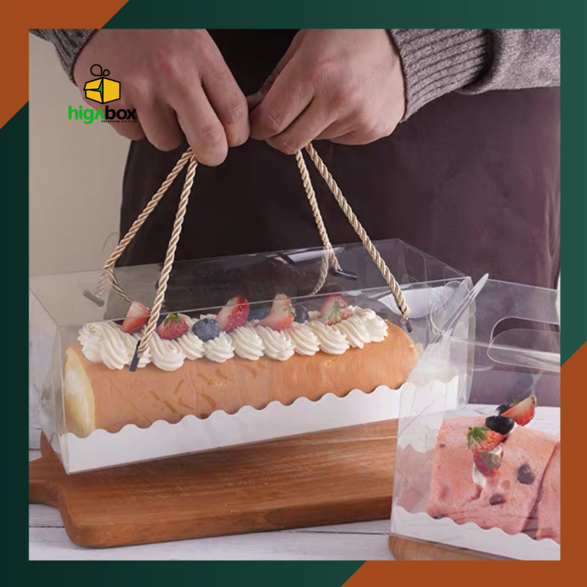 Kotak Mika Tali / Box Mika Transparan 24x11x10 / Box Mika Tali / Box kue Box Cake Handle Tali / Box 