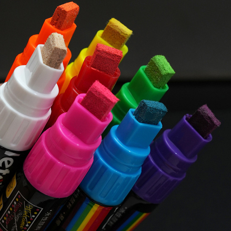 

8-color Water-soluble Liquid Chalk 6mm/8mm Dust-free Chalk Erasable Graffiti Blackboard Marker Pen Fluorescent Marker Pen