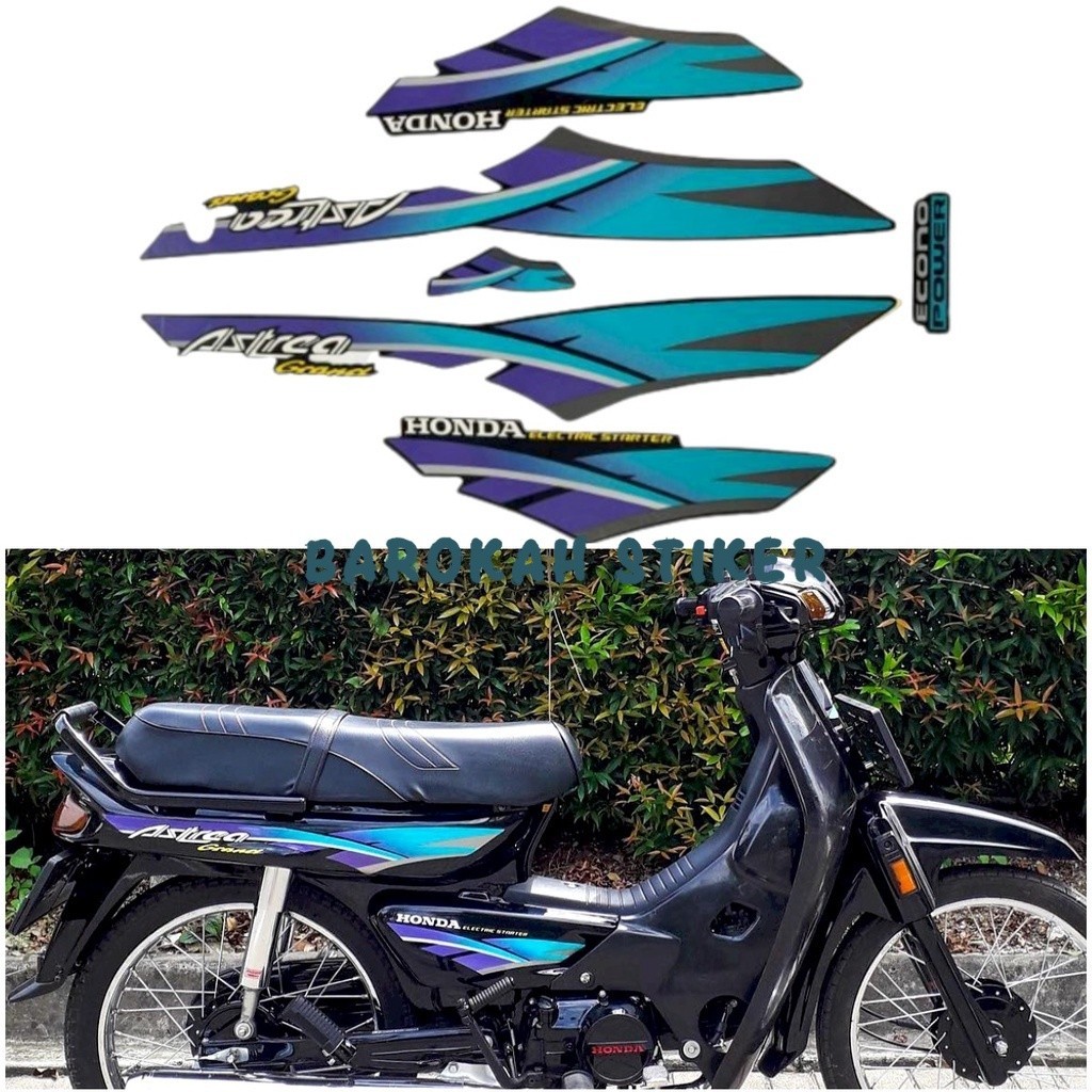 Strip Full Body Striping stiker polet list motor honda astrea grand 96 1996 hitam lis Biru Fullset l