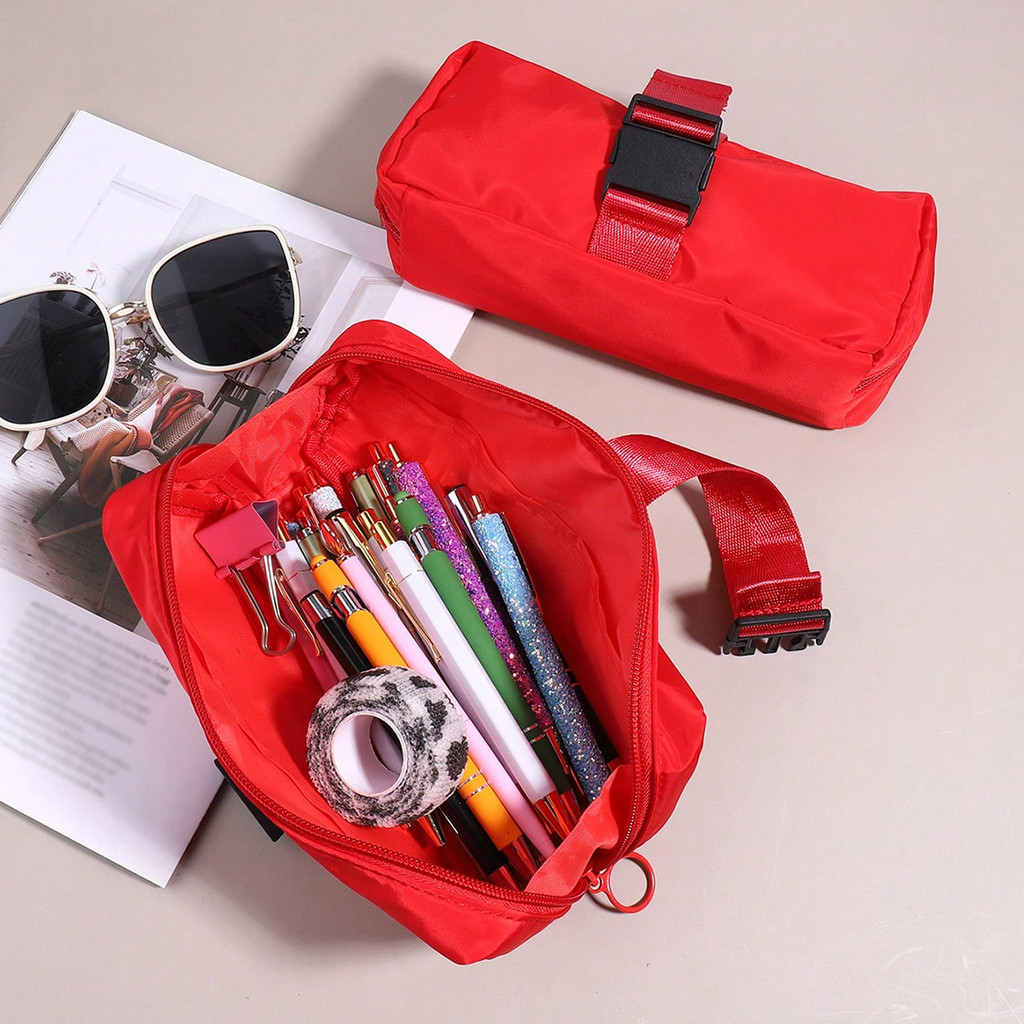 

1 Monochrome Simple Pencil Case, Large Capacity Buckle Learning Stationery Storage Bag, Fashion Pencil Case School Supplies