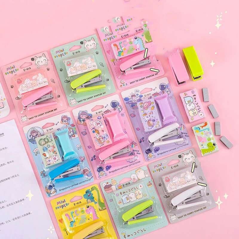 

1 Set Lytwtw's Fashionable Cartoon Animals Stapler With Steel Clips Office Supplies School Uniform Supplies