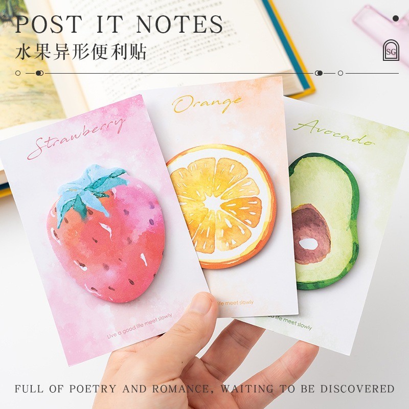 

30 Sheets/Pad Korean Stationery Cute Fruit Basket Sticker Bookmark Notepad Sticky Note Bookmark School Office Supplies Kawai